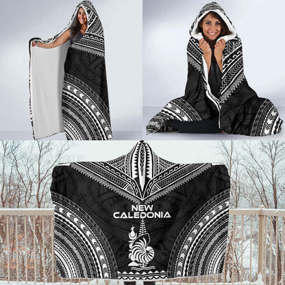 New Caledonia Polynesian Chief Hooded Blanket - Black Version