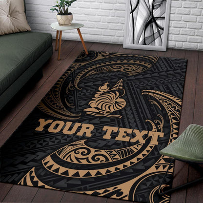 New Caledonia Polynesian Custom Personalised Area Rug - Gold Tribal Wave