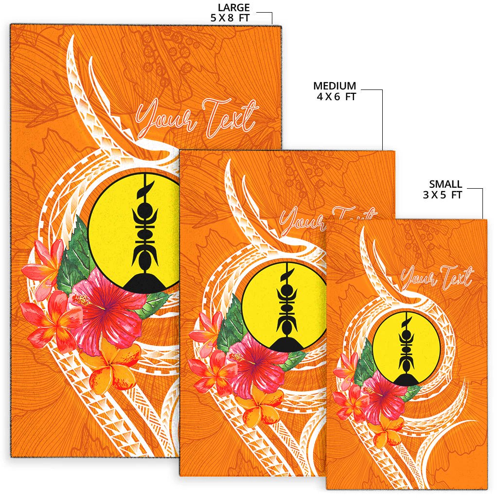 New Caledonia Polynesian Custom Personalised Area Rug - Orange Floral With Seal
