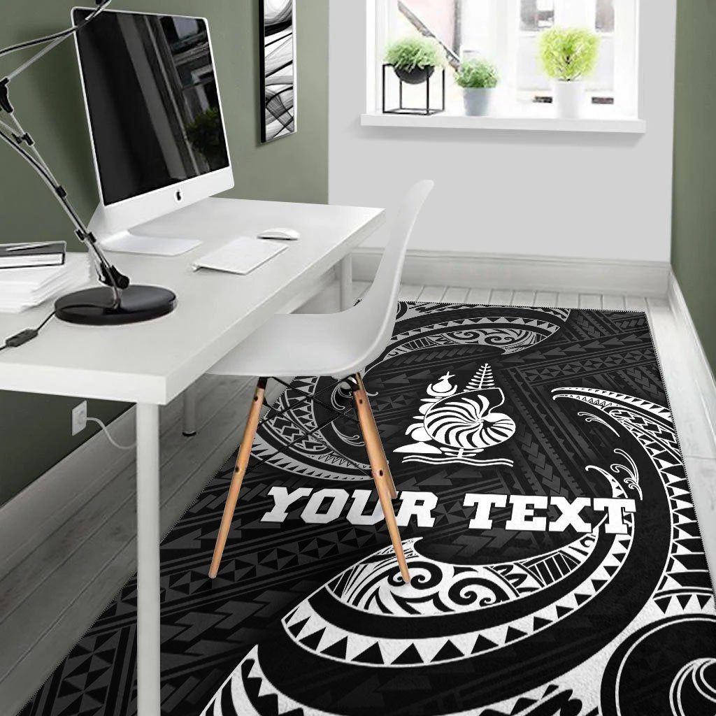 New Caledonia Polynesian Custom Personalised Area Rug - White Tribal Wave