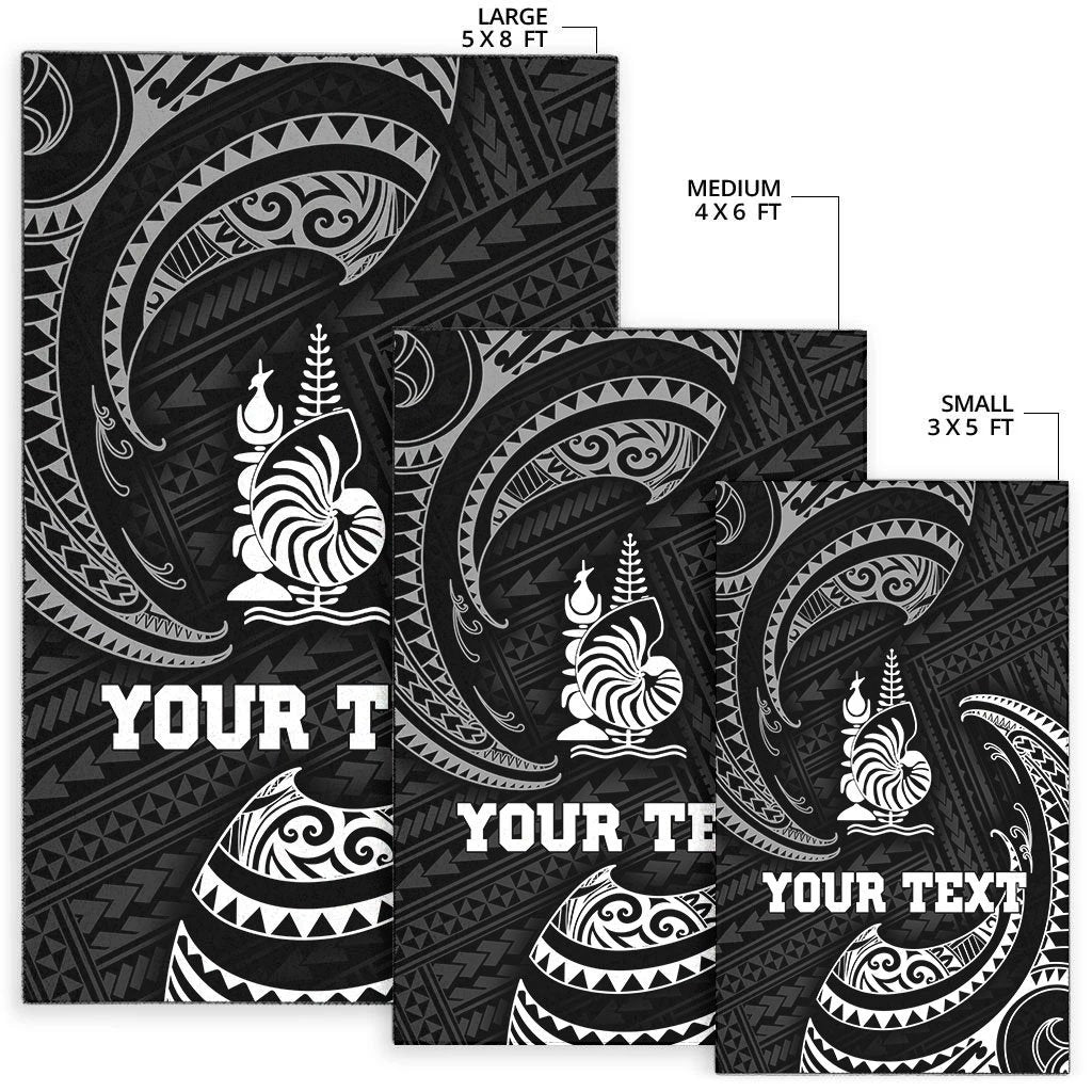 New Caledonia Polynesian Custom Personalised Area Rug - White Tribal Wave