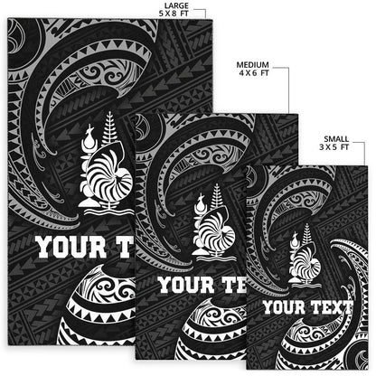 New Caledonia Polynesian Custom Personalised Area Rug - White Tribal Wave