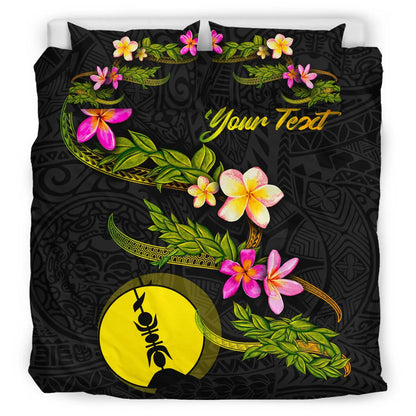 New Caledonia Polynesian Custom Personalised Bedding Set - Plumeria Tribal
