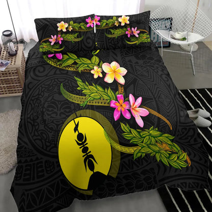 New Caledonia Polynesian Custom Personalised Bedding Set - Plumeria Tribal
