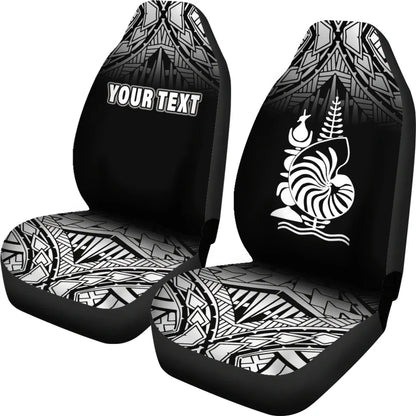 New Caledonia Custom Personalised Car Seat Covers - New Caledonia Coat Of Arms Polynesian Tattoo Fog Black