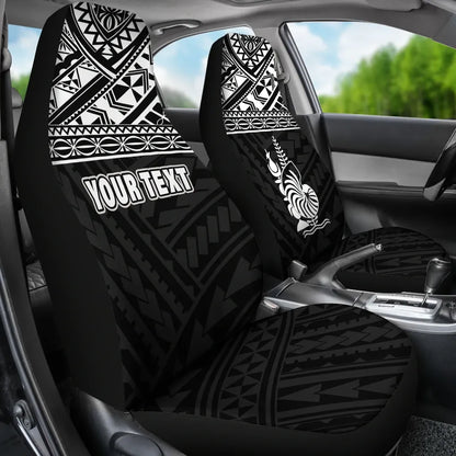 New Caledonia Custom Personalised Car Seat Covers - New Caledonia White Coat Of Arms Polynesian Tattoo