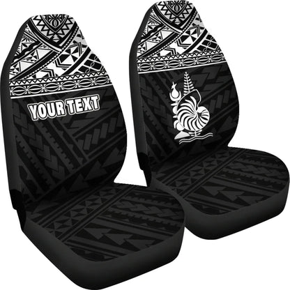 New Caledonia Custom Personalised Car Seat Covers - New Caledonia White Coat Of Arms Polynesian Tattoo