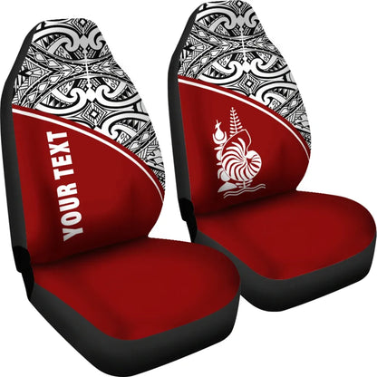 New Caledonia Custom Personalised Car Seat Covers - New Caledonia Coat Of Arms Polynesian Red Curve