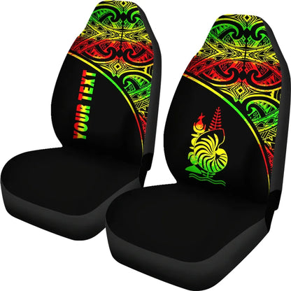 New Caledonia Custom Personalised Car Seat Covers - New Caledonia Coat Of Arms Polynesian Reggae Curve
