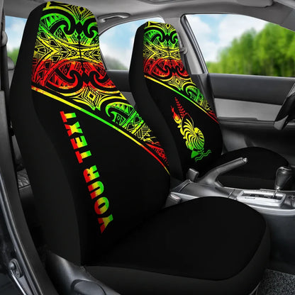 New Caledonia Custom Personalised Car Seat Covers - New Caledonia Coat Of Arms Polynesian Reggae Curve