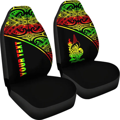 New Caledonia Custom Personalised Car Seat Covers - New Caledonia Coat Of Arms Polynesian Reggae Curve