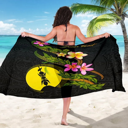 New Caledonia Polynesian Custom Personalised Sarong - Plumeria Tribal