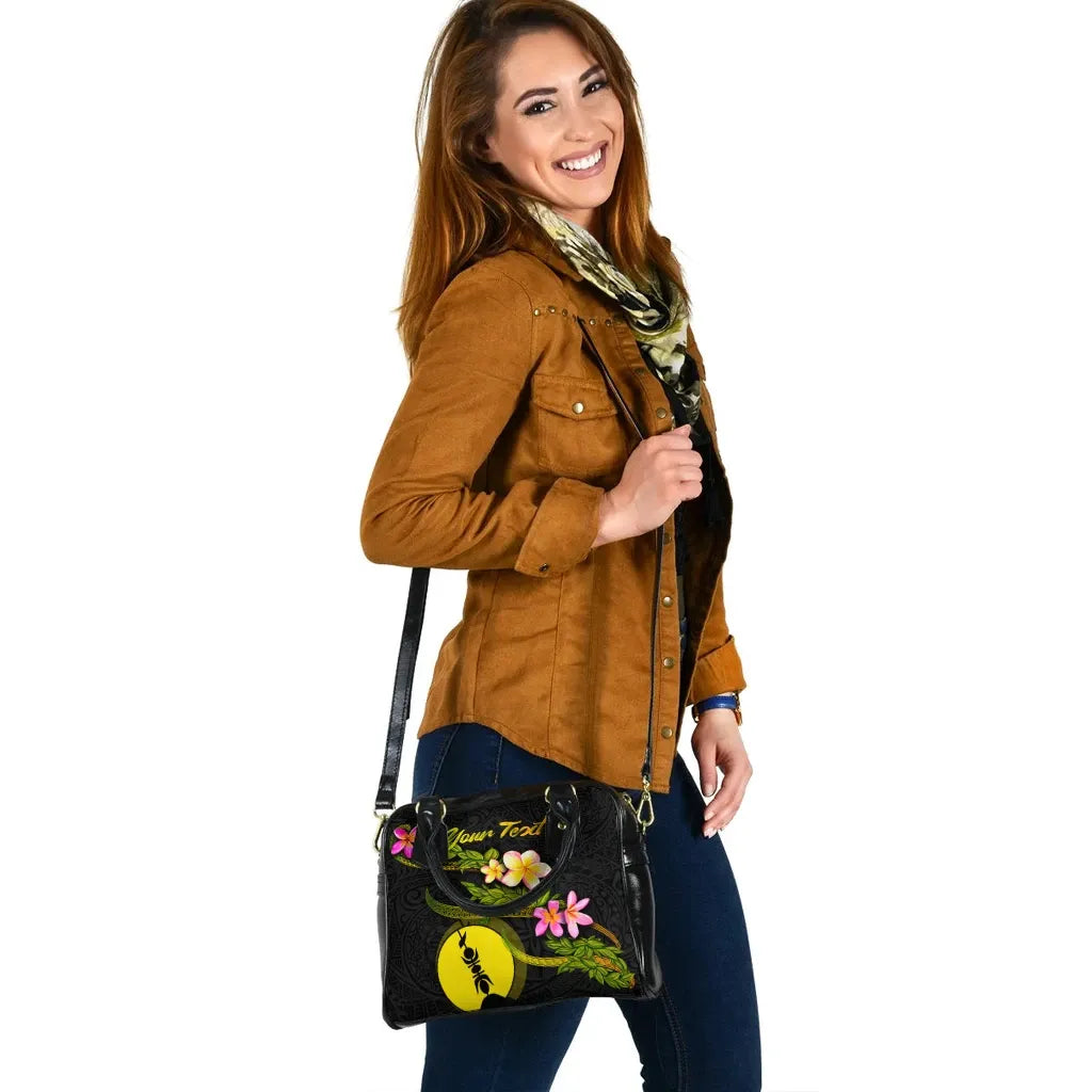 New Caledonia Polynesian Custom Personalised Shoulder Handbag - Plumeria Tribal