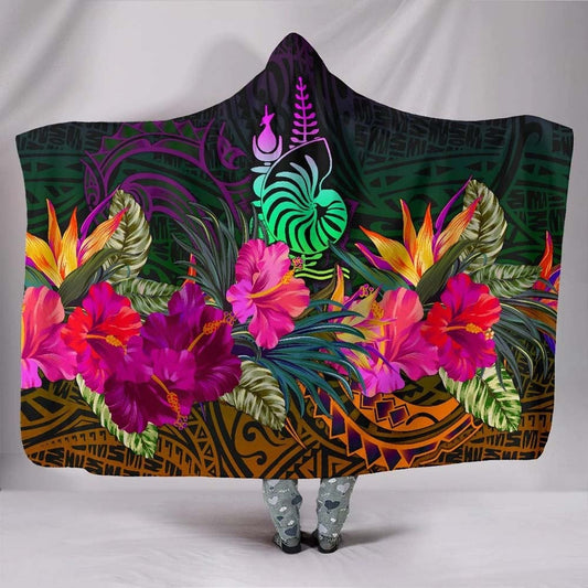 New Caledonia Polynesian Hooded Blanket - Summer Hibiscus