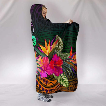 New Caledonia Polynesian Hooded Blanket - Summer Hibiscus