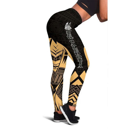 New Caledonia Polynesian Legging - Polynesian Tattoo Gold Version