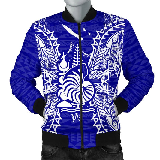 New Caledonia Polynesian Bomber Jacket Map Blue
