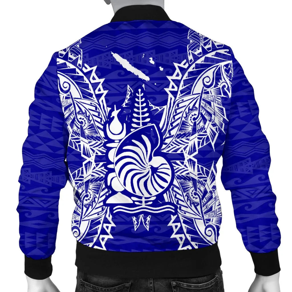 New Caledonia Polynesian Bomber Jacket Map Blue