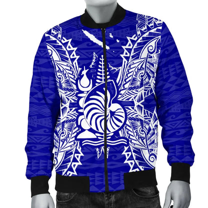 New Caledonia Polynesian Bomber Jacket Map Blue