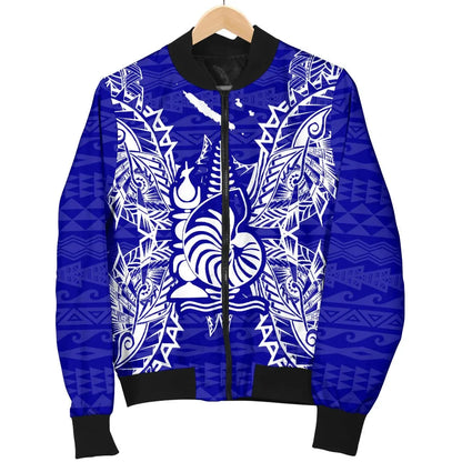 New Caledonia Polynesian Bomber Jacket Map Blue