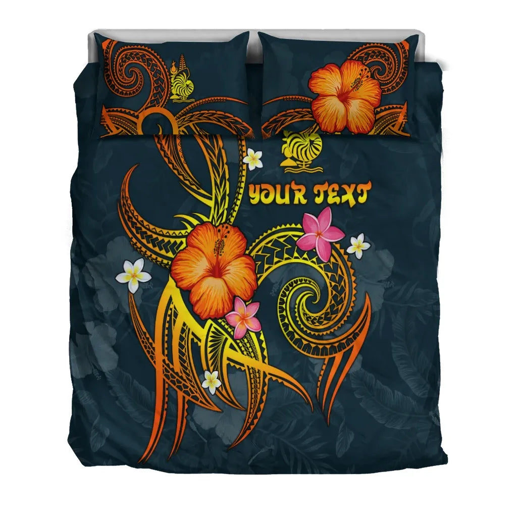 New Caledonia Polynesian Personalised Bedding Set - Legend Of New Caledonia (Blue)