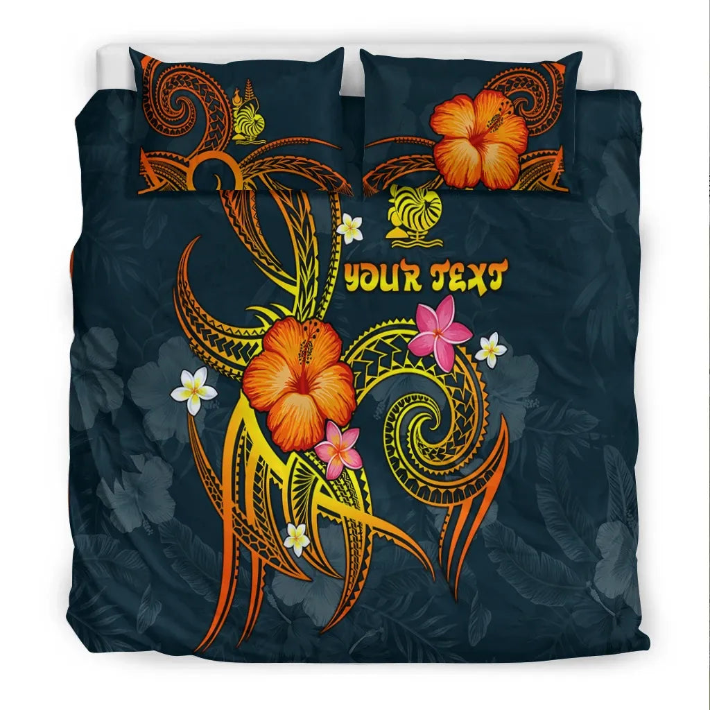 New Caledonia Polynesian Personalised Bedding Set - Legend Of New Caledonia (Blue)