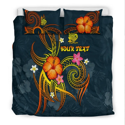New Caledonia Polynesian Personalised Bedding Set - Legend Of New Caledonia (Blue)