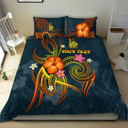 New Caledonia Polynesian Personalised Bedding Set - Legend Of New Caledonia (Blue)