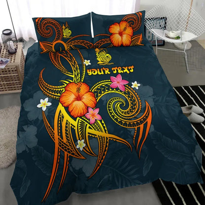 New Caledonia Polynesian Personalised Bedding Set - Legend Of New Caledonia (Blue)