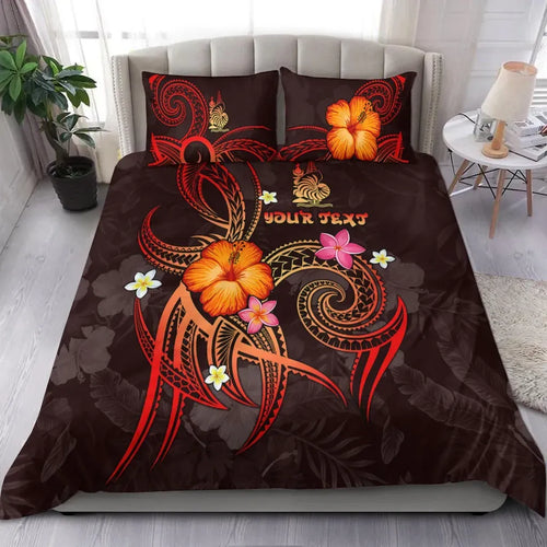 New Caledonia Polynesian Personalised Bedding Set - Legend Of New Caledonia (Red)