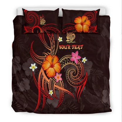 New Caledonia Polynesian Personalised Bedding Set - Legend Of New Caledonia (Red)