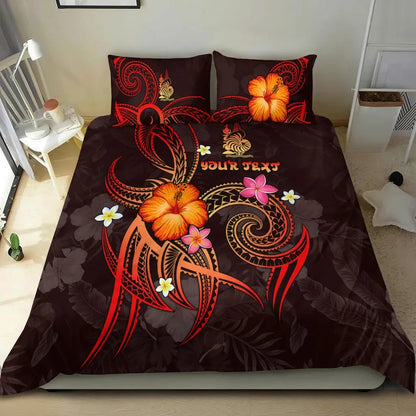 New Caledonia Polynesian Personalised Bedding Set - Legend Of New Caledonia (Red)