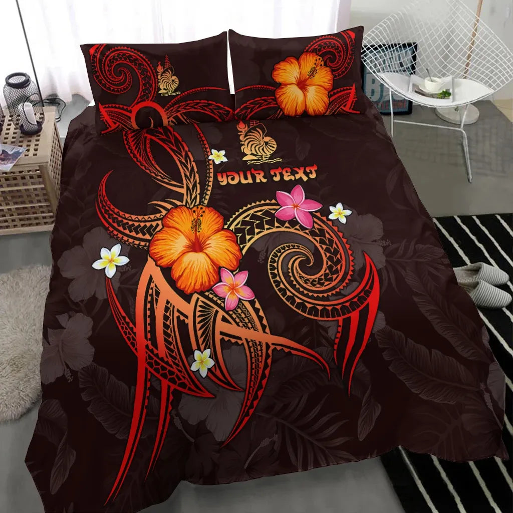 New Caledonia Polynesian Personalised Bedding Set - Legend Of New Caledonia (Red)