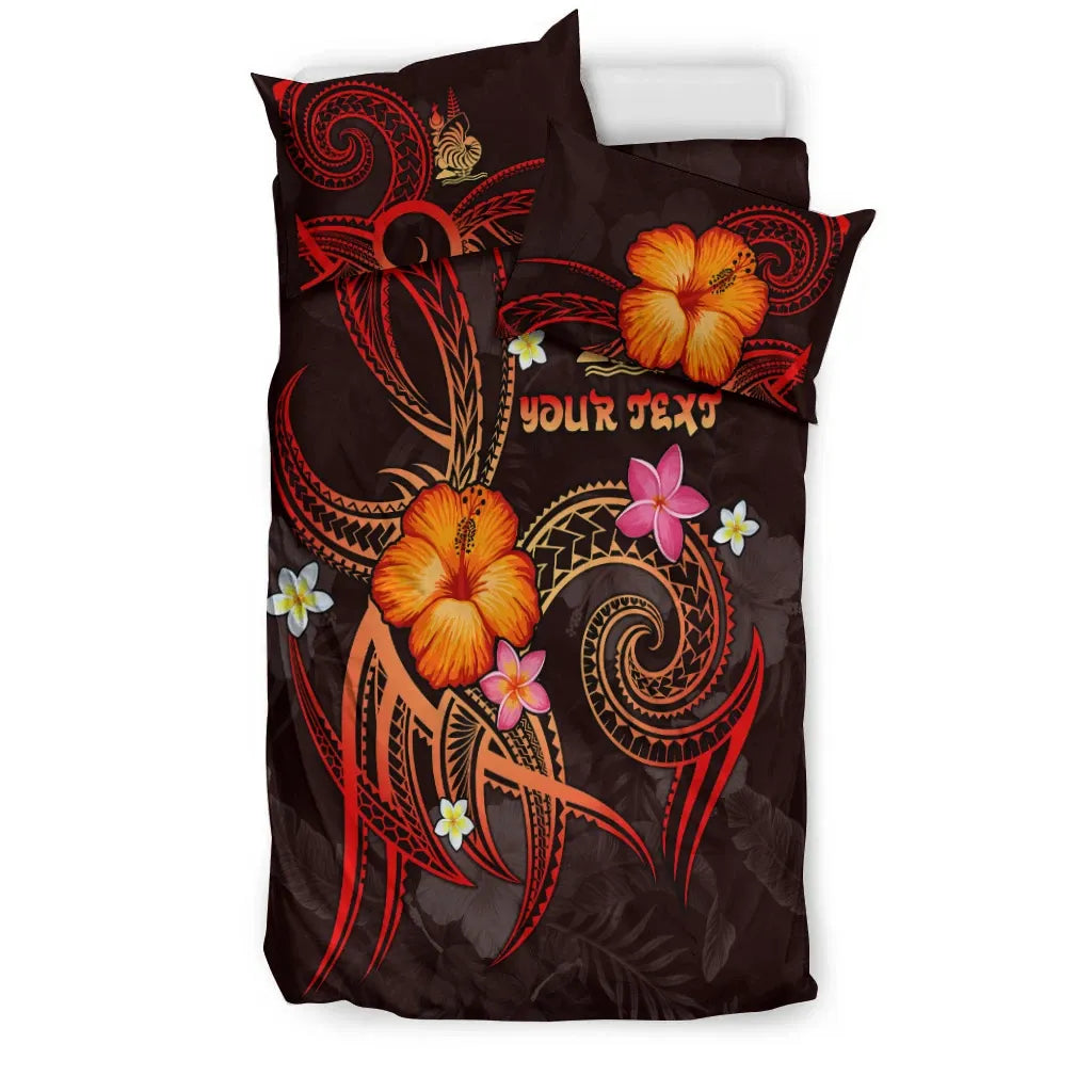 New Caledonia Polynesian Personalised Bedding Set - Legend Of New Caledonia (Red)