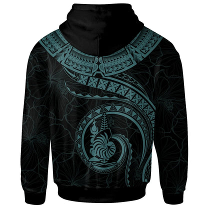 New Caledonia Polynesian Personalised Hoodie - New Caledonia Waves (Turquoise)