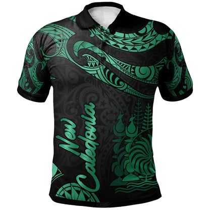 New Caledonia Polynesian Polo Shirt - Poly Tattoo Green Version