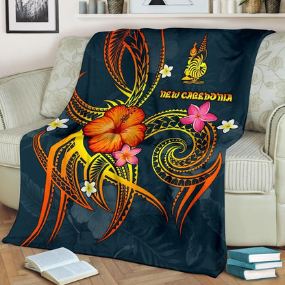 New Caledonia Polynesian Premium Blanket - Legend of New Caledonia (Blue)