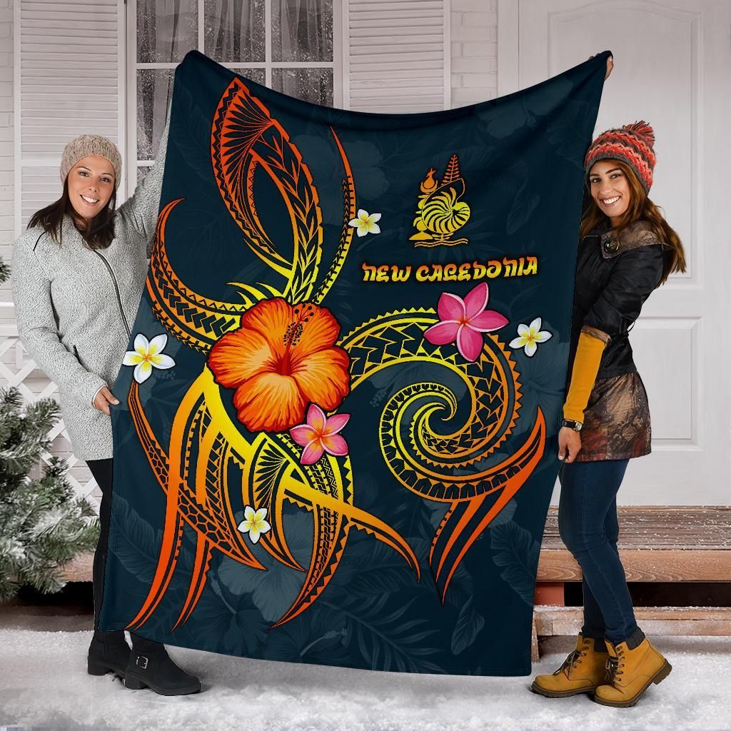 New Caledonia Polynesian Premium Blanket - Legend of New Caledonia (Blue)