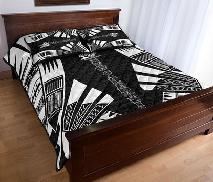 New Caledonia Quilt Bed Set - New Caledonia Coat Of Arms & Polynesian White Tattoo Style
