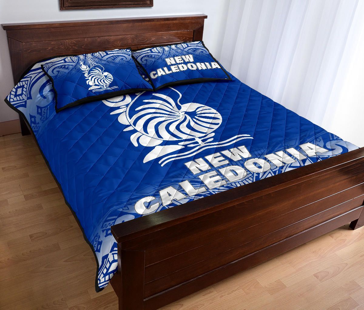 New Caledonia Quilt Bed Set - New Caledonia Coat Of Arms Polynesian Tattoo Blue Fog Style