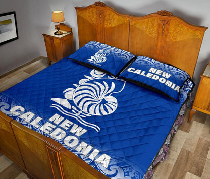 New Caledonia Quilt Bed Set - New Caledonia Coat Of Arms Polynesian Tattoo Blue Fog Style