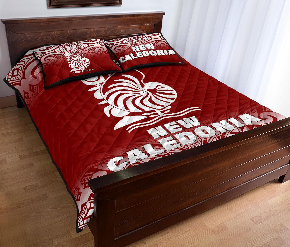 New Caledonia Quilt Bed Set - New Caledonia Coat Of Arms Polynesian Tattoo Red Fog Style