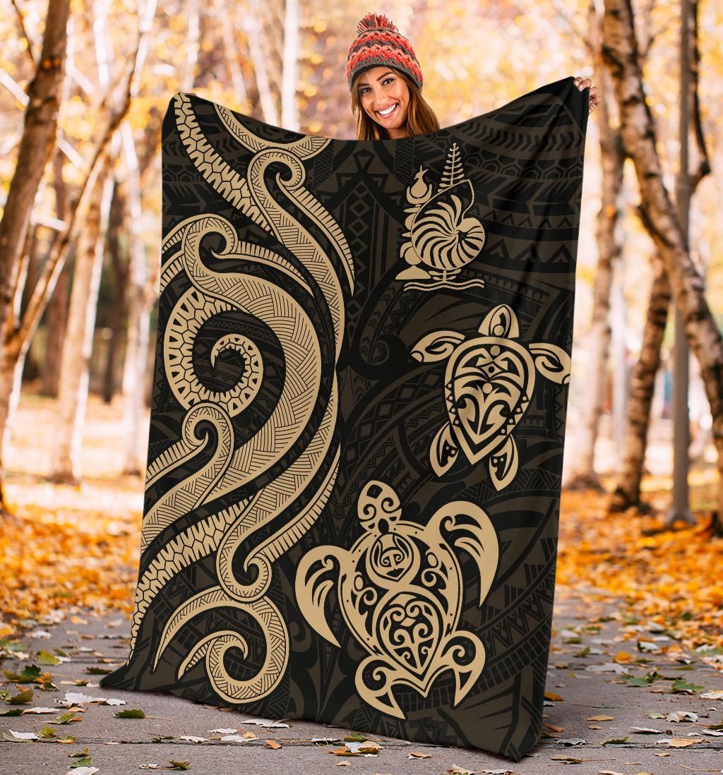 New Caledonia Premium Blanket - Gold Tentacle Turtle