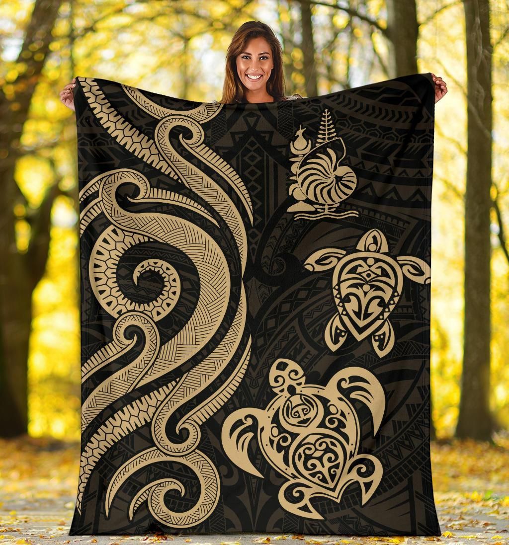 New Caledonia Premium Blanket - Gold Tentacle Turtle