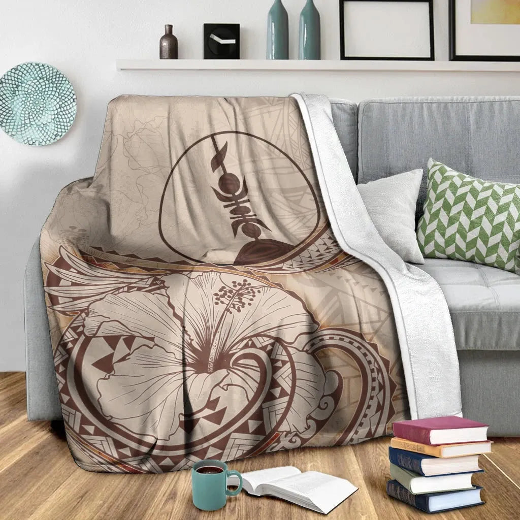 New Caledonia Premium Blanket - Hibiscus Flowers Vintage Style
