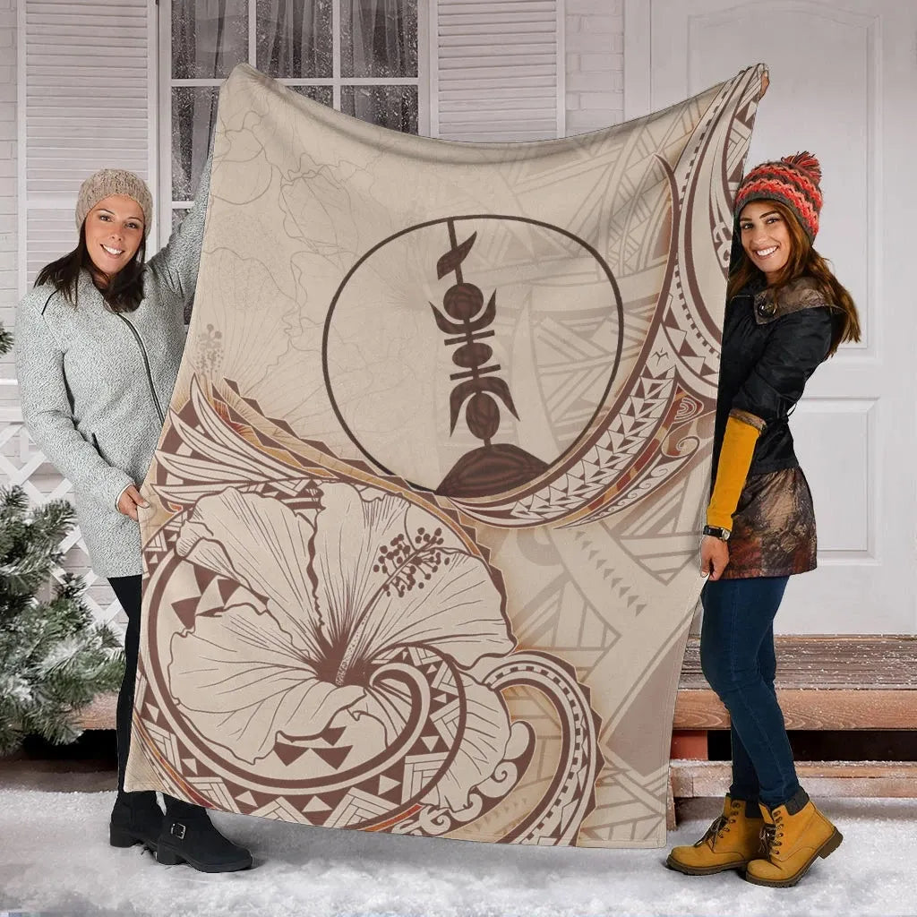 New Caledonia Premium Blanket - Hibiscus Flowers Vintage Style