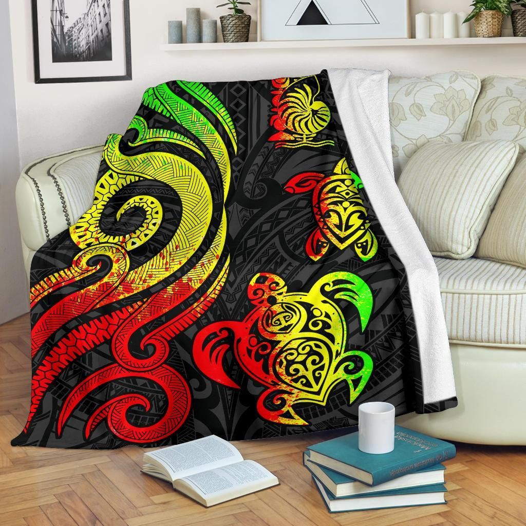 New Caledonia Premium Blanket - Reggae Tentacle Turtle