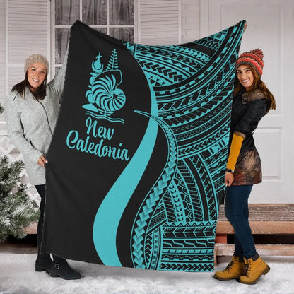 New Caledonia Premium Blanket - Turquoise Polynesian Tentacle Tribal Pattern Crest