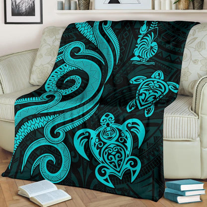 New Caledonia Premium Blanket - Turquoise Tentacle Turtle