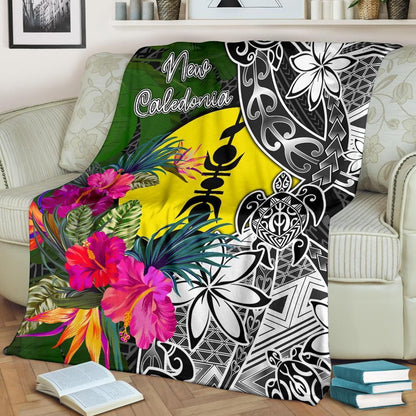 New Caledonia Premium Blanket - Turtle Plumeria Banana Leaf